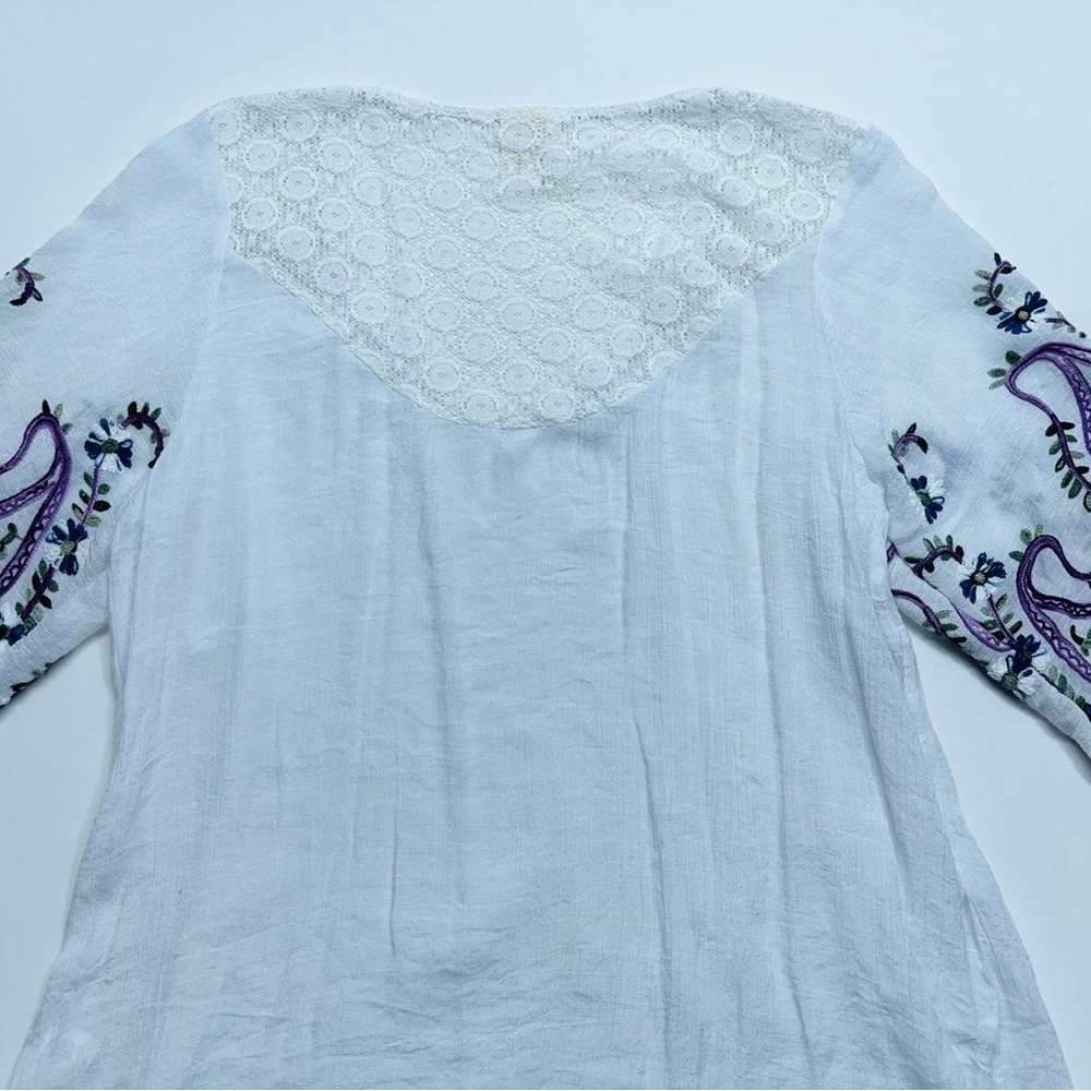 Fig & Flower Embroidered Tunic Womens 2XL Floral Boho Anthropologie Poly Rayon - Picture 13 of 14